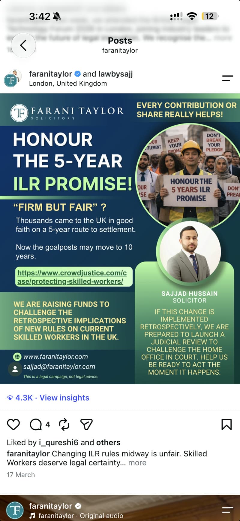 Five-Year ILR Promise campaign announcement from March 2026